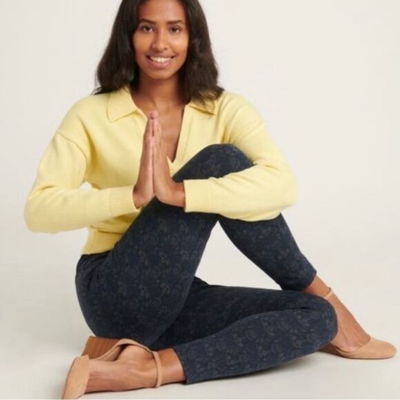 Betabrand Power Down Skinny Yoga Dress Pant Navy Damask Size SP Small Petite - Picture 8 of 12